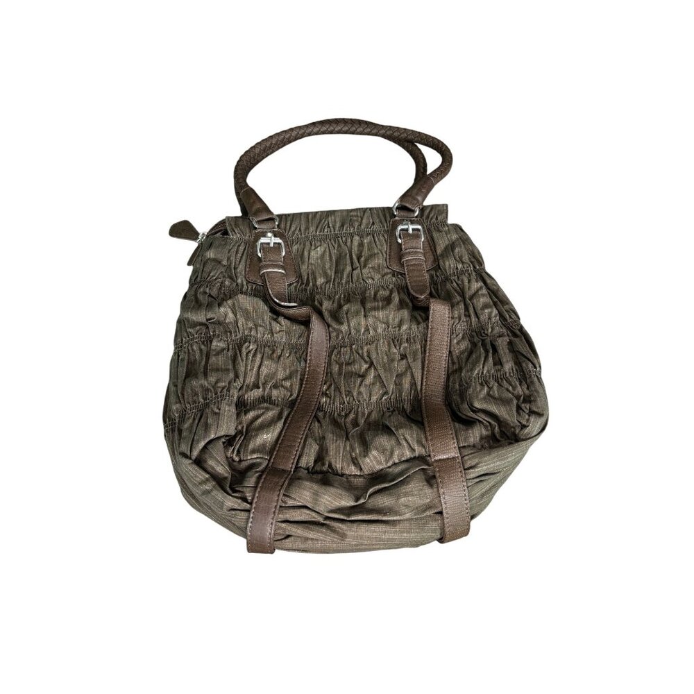 Tex By Max Azria Brown Crinkle Tote Bag
